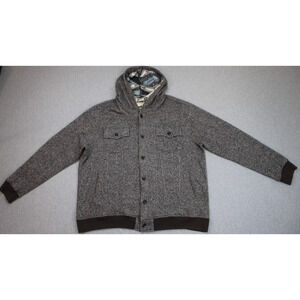 Levi's Jacket Men's XL Gray Long Sleeve Flap Pockets Hooded Button-Front